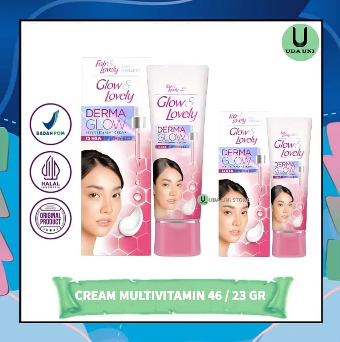 Cream Glow & Lovely 46gr & 23gr Multivitamin Derma Glow Cream Pencerah Wajah 0