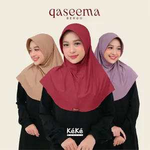 Keke Basics Bergo Qaseema Spandex Ultra AllSize Instan & Anti Tembus Jilbab Pad Panjang Kerudung Reguler & Wide Pad Material Adem Ringan Elastis