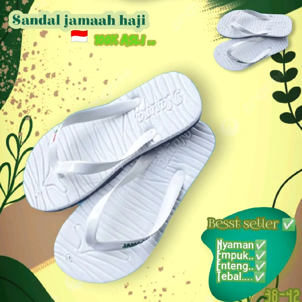 Sendal jamaah haji & umroh (sandal jepit tali karet/sandal polos pria&wanita motif terbaru uk 38-42
