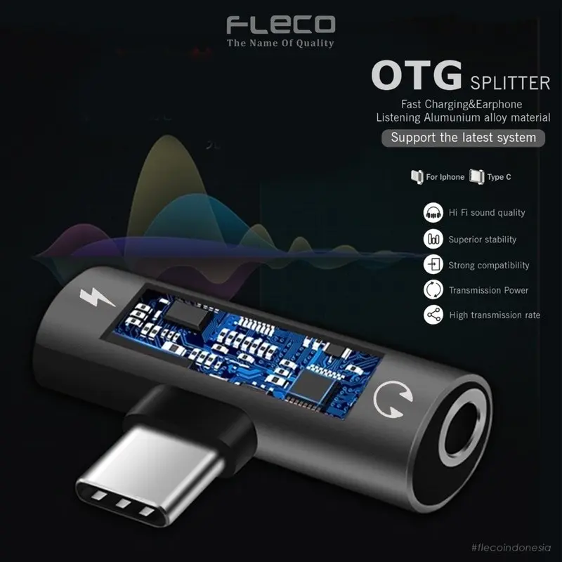 OTG Iphone Lightning USB Type C to Jack Earphone Splitter Audio Adapter Converter Headset Handsfree 1