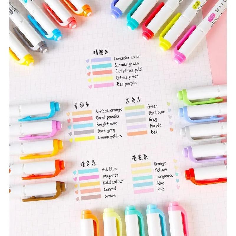 Product Introduction of 1 pcs ZEBRA WKT7 MILDLINER Highlighters Double headed Pastel Colors Text Markers Focus Pen DIY painting with bright colors Japanese Student Stationery 6