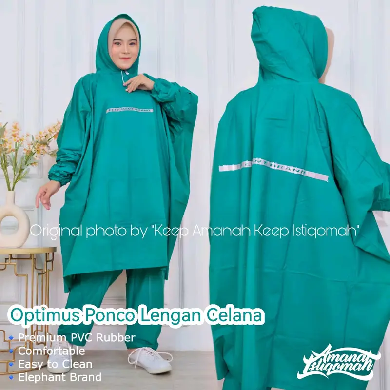 Elephant brand Optimus R Jas Hujan Ponco Lengan Celana Dewasa Pria Wanita Ukuran Jumbo Anti air bahan Pvc 4