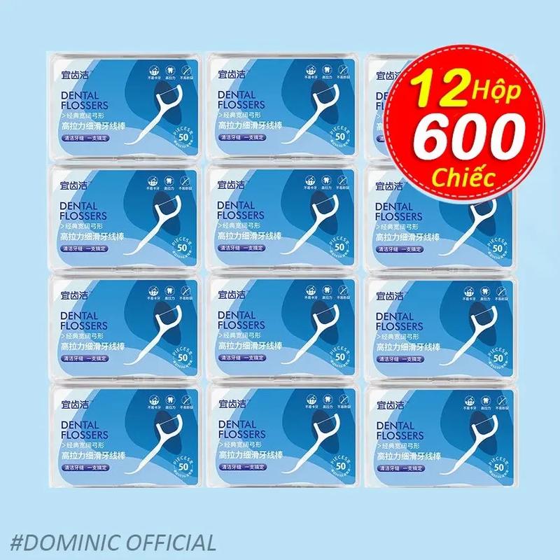 Set 12 Hộp Tăm Chỉ Nha Khoa Tiệt trùnġ, Tăm Nha Khoa Vệ Sinh Kẽ Răng Chuyên Dụng Chăm Sóc Răng Miệng