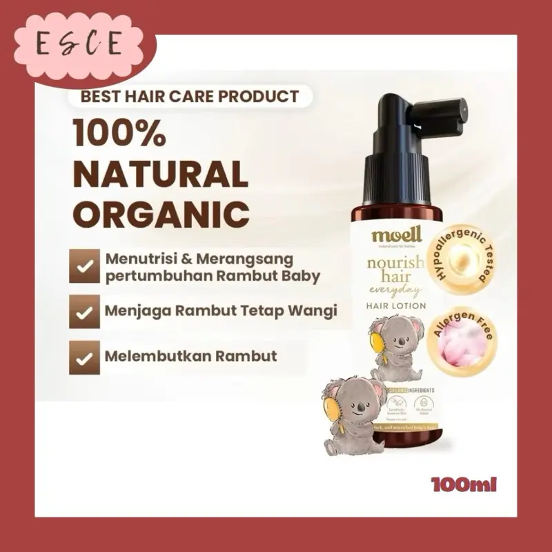 ESCE MOELL Healthy Skincare BABY Natural Organic Hair Lotion Shampoo Body Wash Face Cream Sunscreen Balm 3