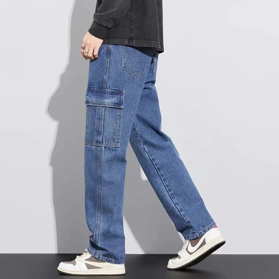 Celana cargo panjang pria kimpul kekinian celana panjang cargo jeans pria terlaris celana pria jeans cargo kimpul termurah Denim