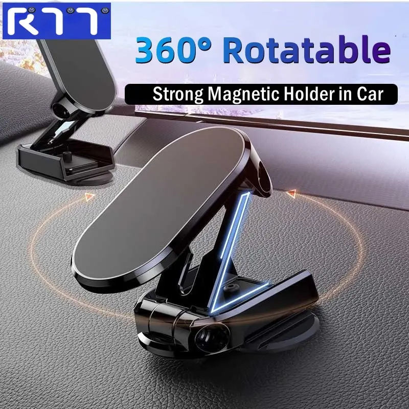 Giá Đỡ Điện Thoại Di Động Từ Tính RTT Cho Xe Hơi, Có Thể Gập Lại Và Xoay 360 °, Giá Đỡ Điện Thoại Di Động Từ Tính Mạnh, Đế Điện Thoại Di Động, Phụ Kiện Xe Hơi 0