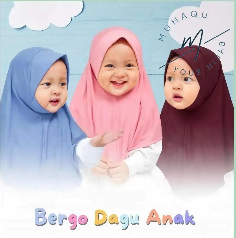 JILBAB ANAK MALAY DAGU SIZE S USIA 6 BULAN - 3 TAHUN BAHAN JERSEY ADEM / HIJAB MALAY ANAK / KERUDUNG BERGO DAGU ANAK Instan Muslim