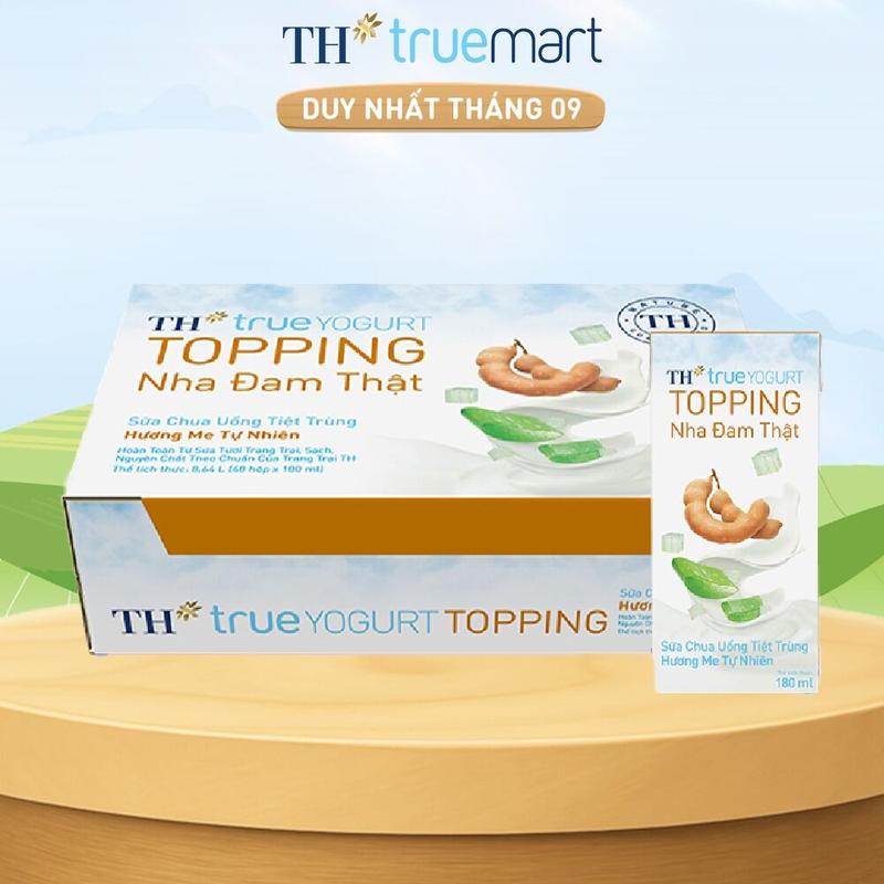 Thùng 48 hộp Sữa chua uống tiệt trùng Hương Me Tự Nhiên TH true YOGURT TOPPING 180 ml x 48
