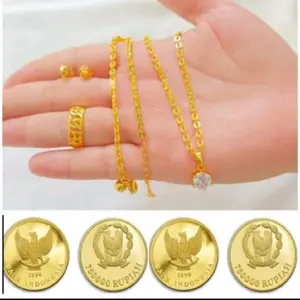 set perhiasan termewah terbuat dari koin asli anti luntur