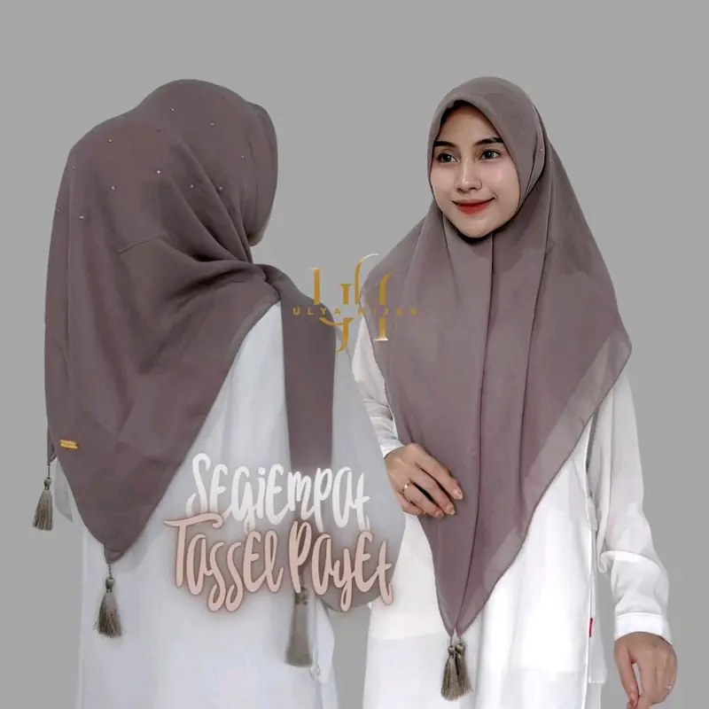 Ulya Hijab - segiempat polycotton manik tabur rosegold 5