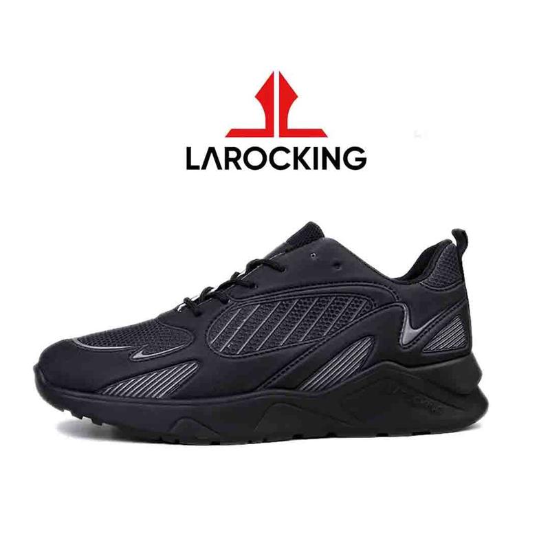 Promo Larocking - Vetro Hitam Polos | Sepatu Sneakers Running Gym Shoes 0