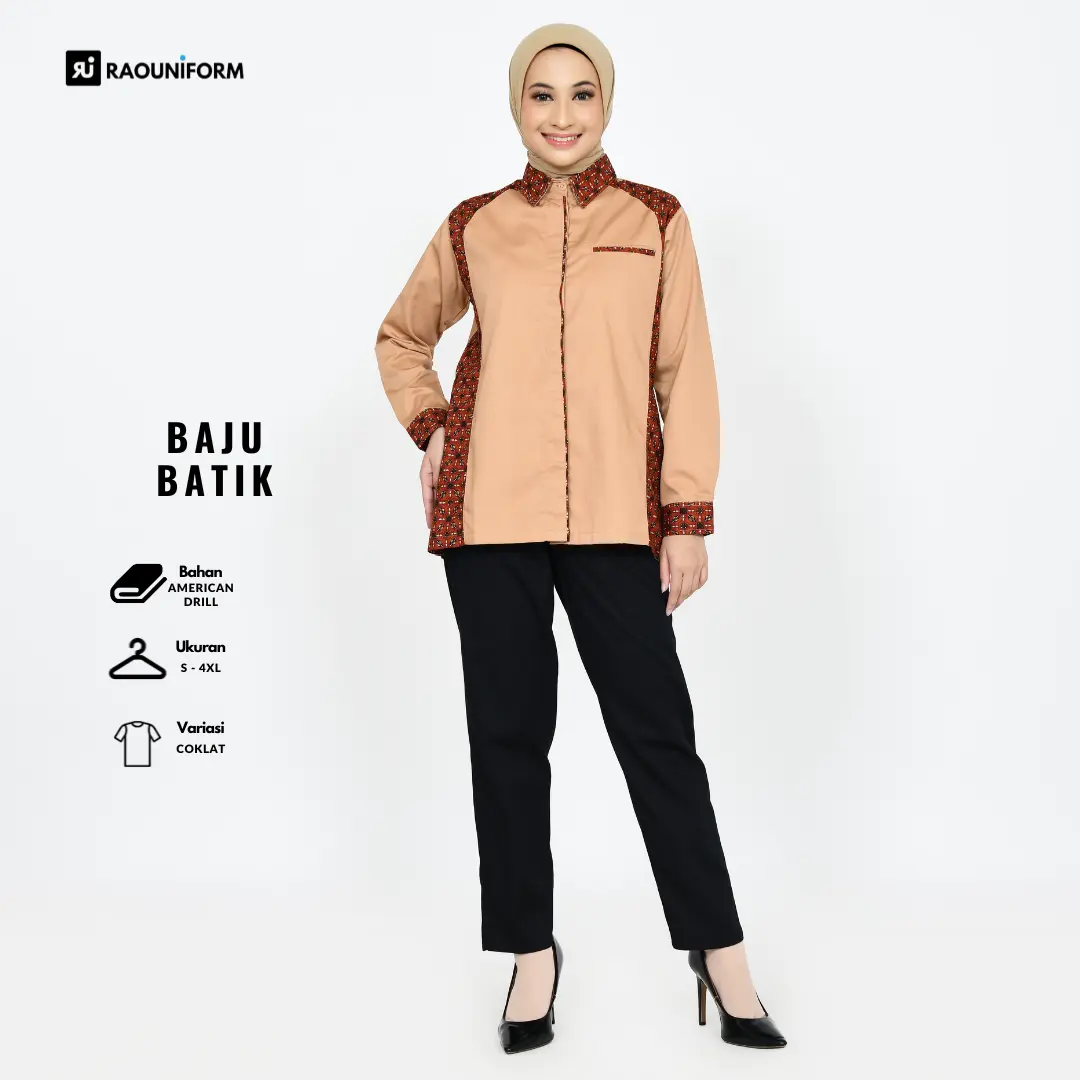 Batik Wanita/Batik Lengan Pendek/Seragam Kerja Batik/Kemeja Kantor Pria dan Wanita/Kemeja Kombinasi Pria/Kemeja Batik Lengan Pendek dan Panjang Bordir Kancing Kantong Corak Variasi Baju
