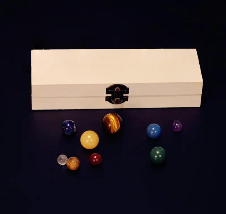 1 Pc Nine Synthetic Crystal Specimens Luxury Set, Planets Stone Science Galaxy Solar System Tabletop Ornament 3