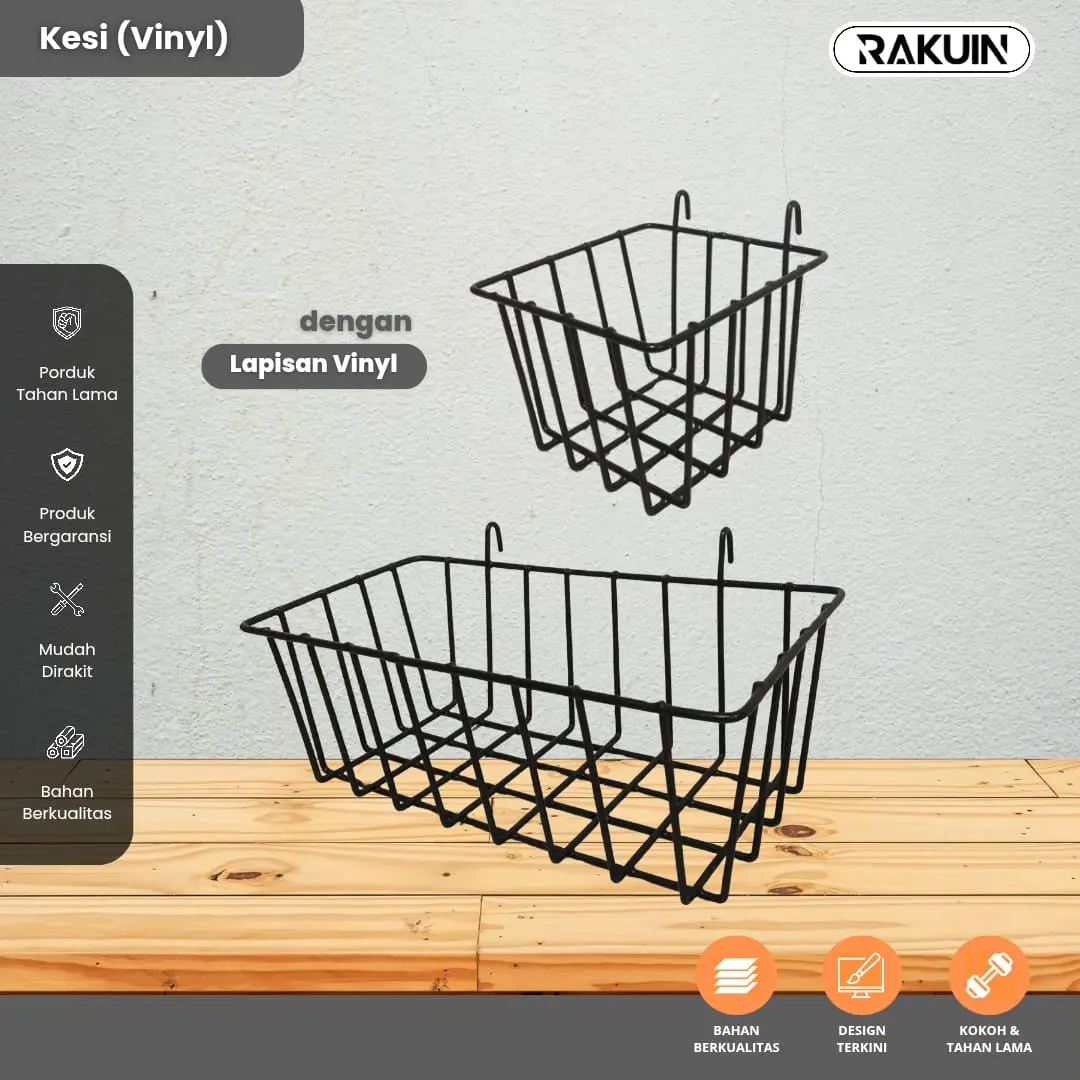 KESI VINYIL - KERANJANG BESI - MULTIFUNGSI UNTUK GANTUNGAN BESI/RAK GANTUNG RAM- RAKUIN