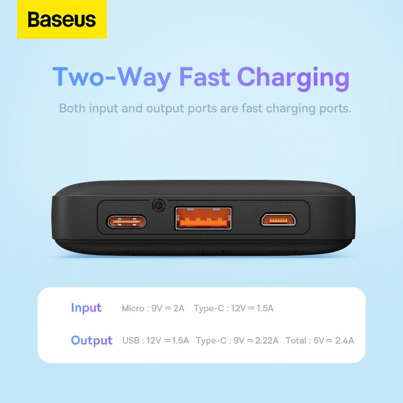 Baseus Airpow Fast Charge Powerbank 10000mAh 20W - White/Black 6