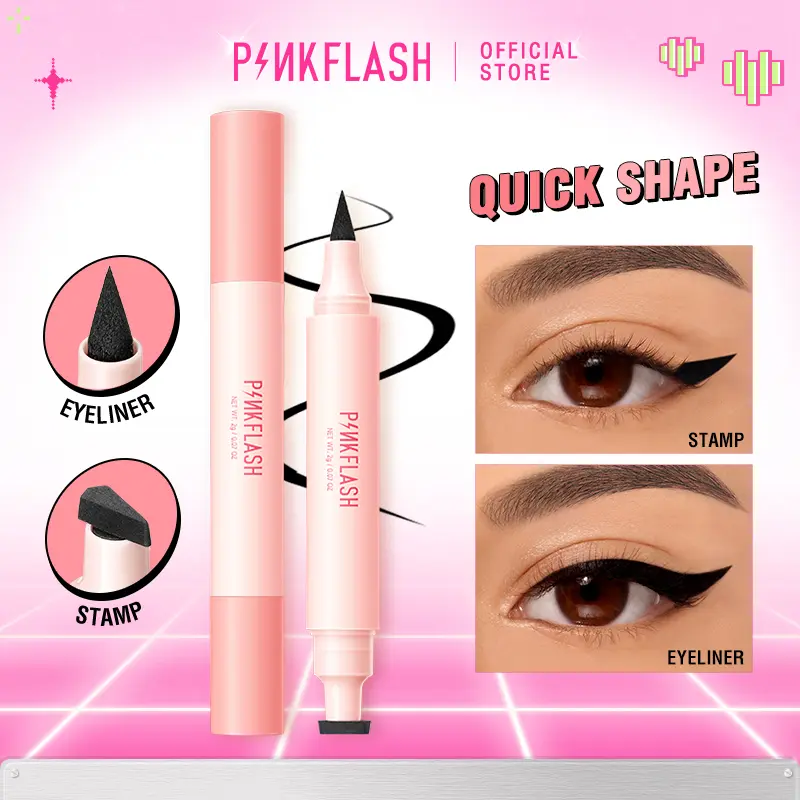 [Official]PINKFLASH #QuickShape Lasting Winged Eyeliner Stamp 2-in-1 High Pigment Easy to use