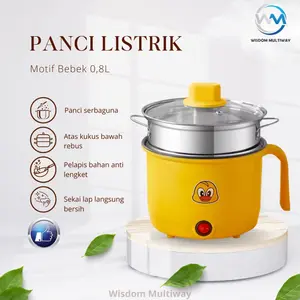 【COD】 Panci Listrik Elektrik Free Kukusan plastik /Anti Lengket/Teflon Listrik/Panci Penggorengan 0.8L