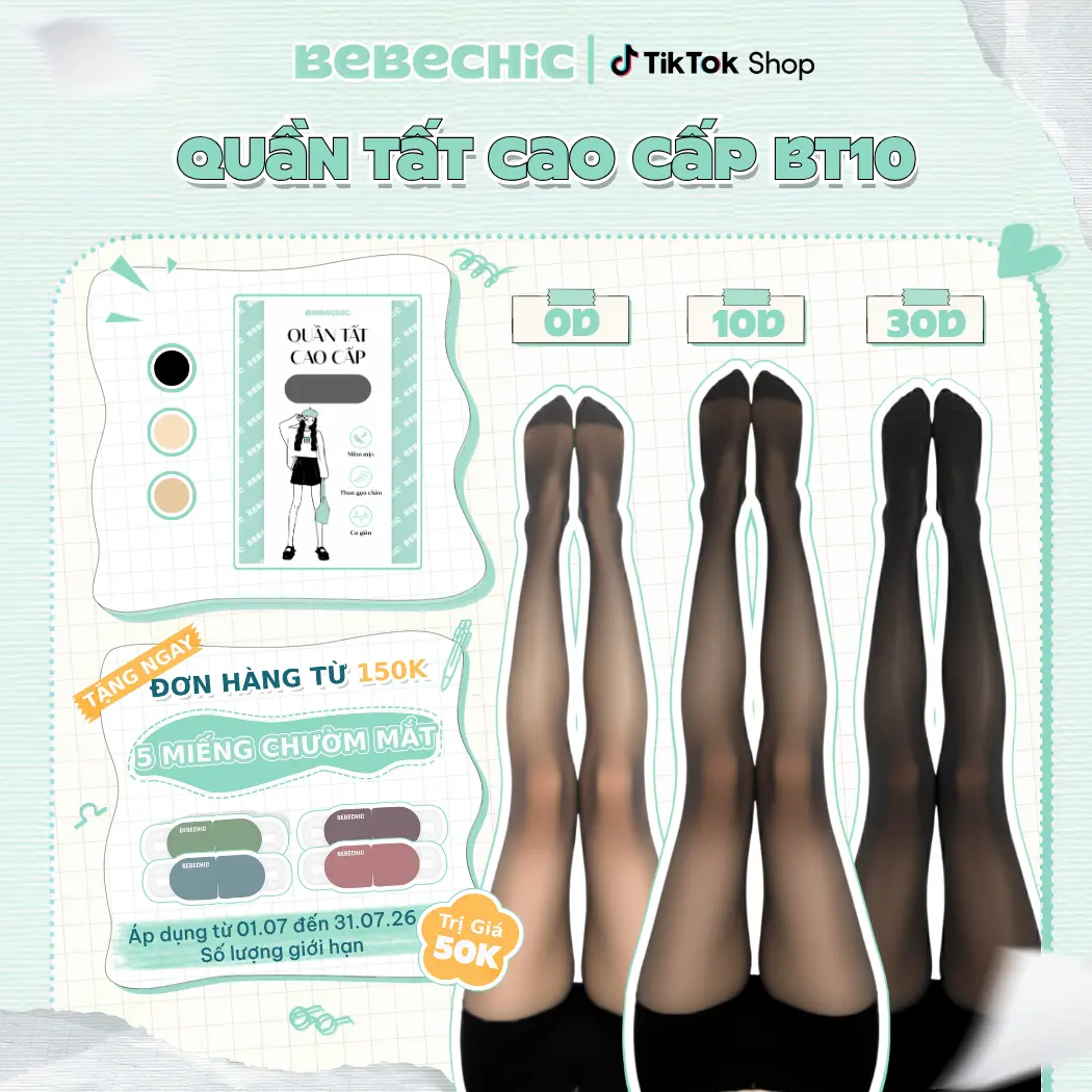 Quần Tất BT10 BEBECHIC Tàng Hình, Che Khuyết Điểm, Thon Gọn Chân Cao Cấp (0D/5D/10D/15D/30D)