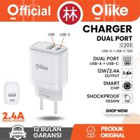 Gambar Olike C203 Charger Dual Port USB Micro + Type-C 12W 2.4A Smart Protection - SATUAN ECERAN - Hitam dari Liem Group Kota Administrasi Jakarta Barat 2 Tokopedia