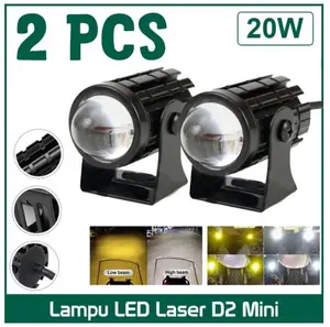 PAKET 2 PCS Lampu Tembak Sorot Mini D2 2 Warna Putih Kuning DC 8-80V Kendaraan Sepeda Motor Mobil