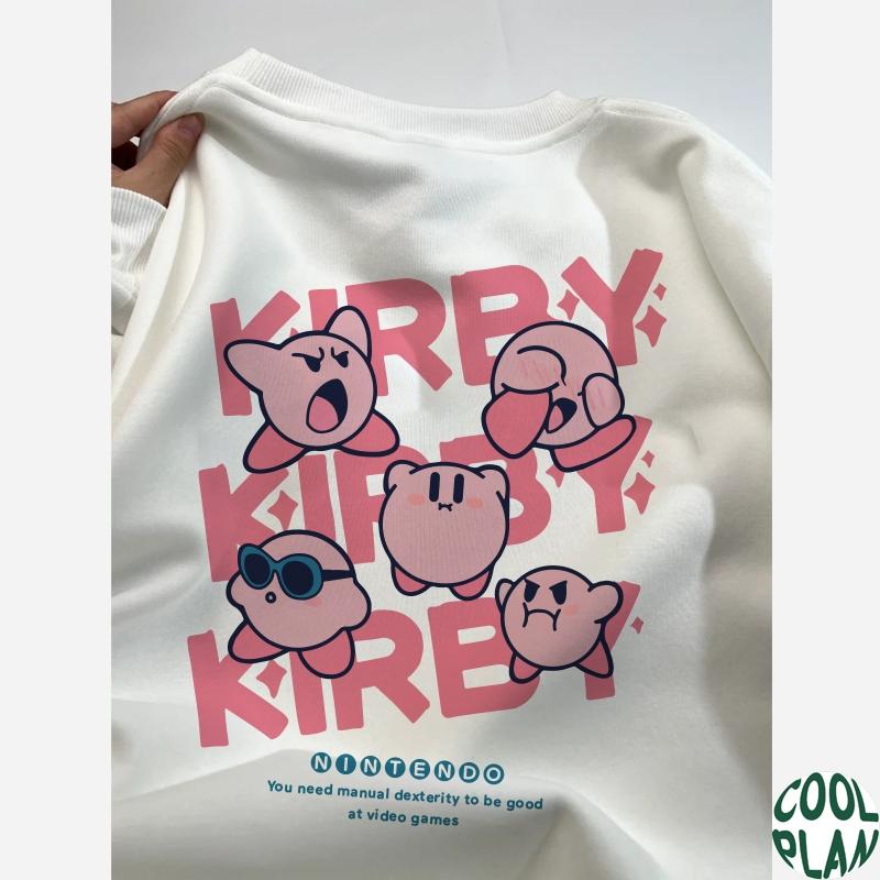 imut-imut Kirby baju atasan wanita terbaru couple pasangan Sweater panjang hitam/putih switer kaos lengan panjang 1