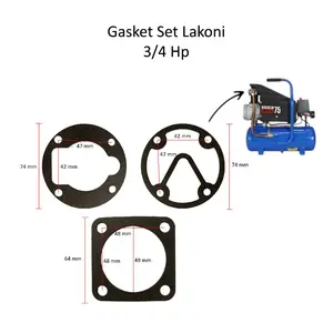 Paking Gasket Set Cylinder Head Kompresor Angin Portable Lakoni Imola 75 3/4hp