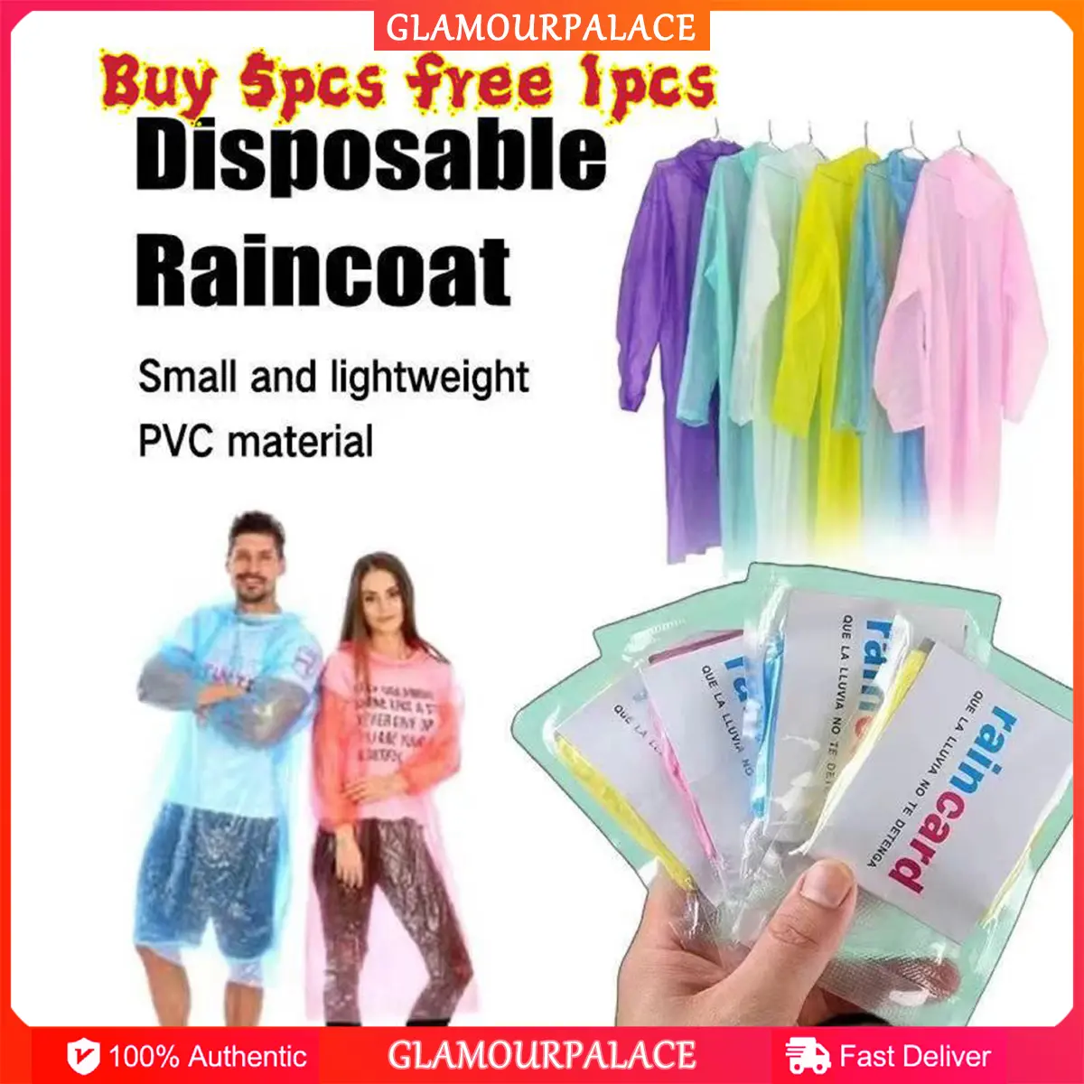 [buy 5pcs free 1pcs] Disposable Adult Emergency Waterproof Rain Coat Card Raincoat Disposable Portable Raincoat Whole Body Rain Cover Thickened Adult Size