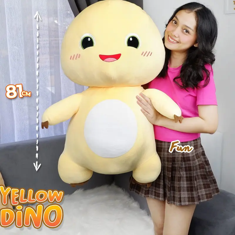 Boneka DON DON Dino Kuning Jumbo Squishy Yellow Dinosaurus Lucu