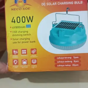 Necosoe Lampu LED Emergency UFO 400W Baterai 7200mAh 800W Baterai 10.000 MAH  Solar Panel Portabel Powerbank Camping Darurat/lampu emergenxy untuk mati listrik/padam listrik