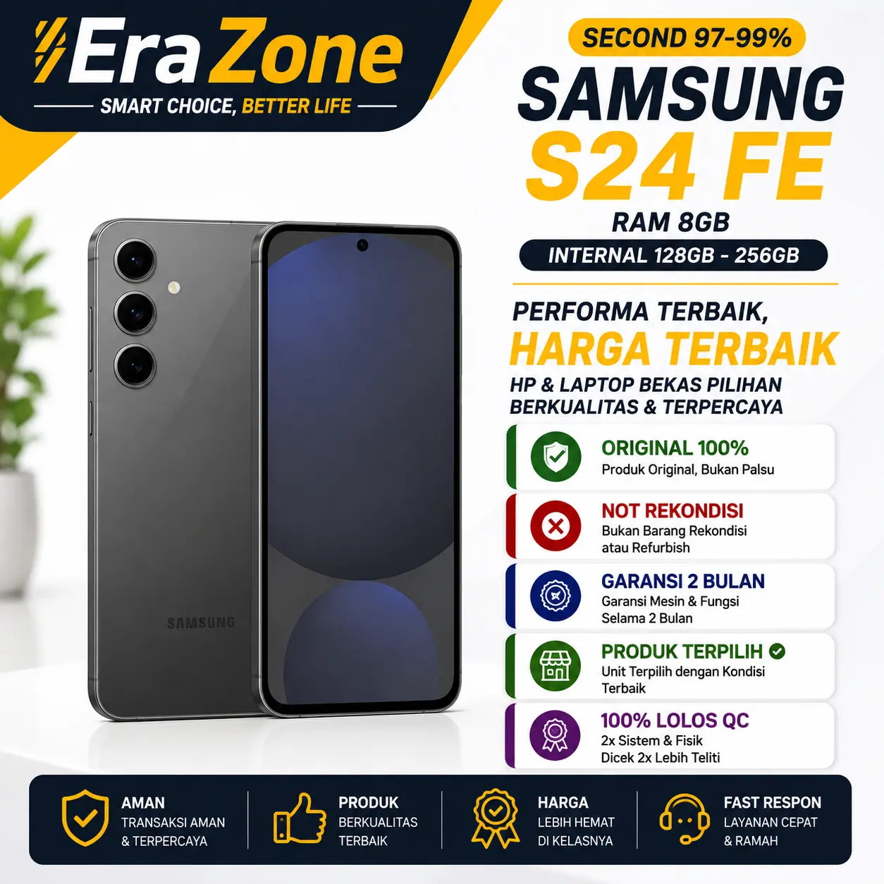 [Bekas] Samsung Galaxy S24 FE RAM 8GB Internal 256GB 128GB Gray, Blue, Graphite Resmi SEIN Garansi 2 Bulan