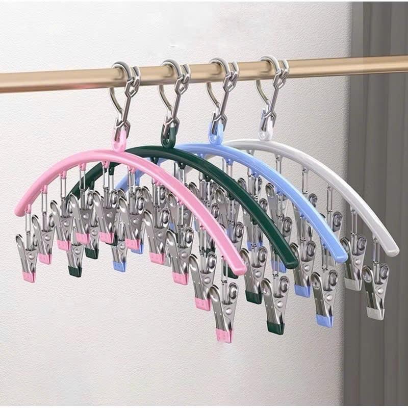 Móc vòm 10 kẹp treo quần áo chống trượt, chống gió chất liệu thép bọc nhựa pvc