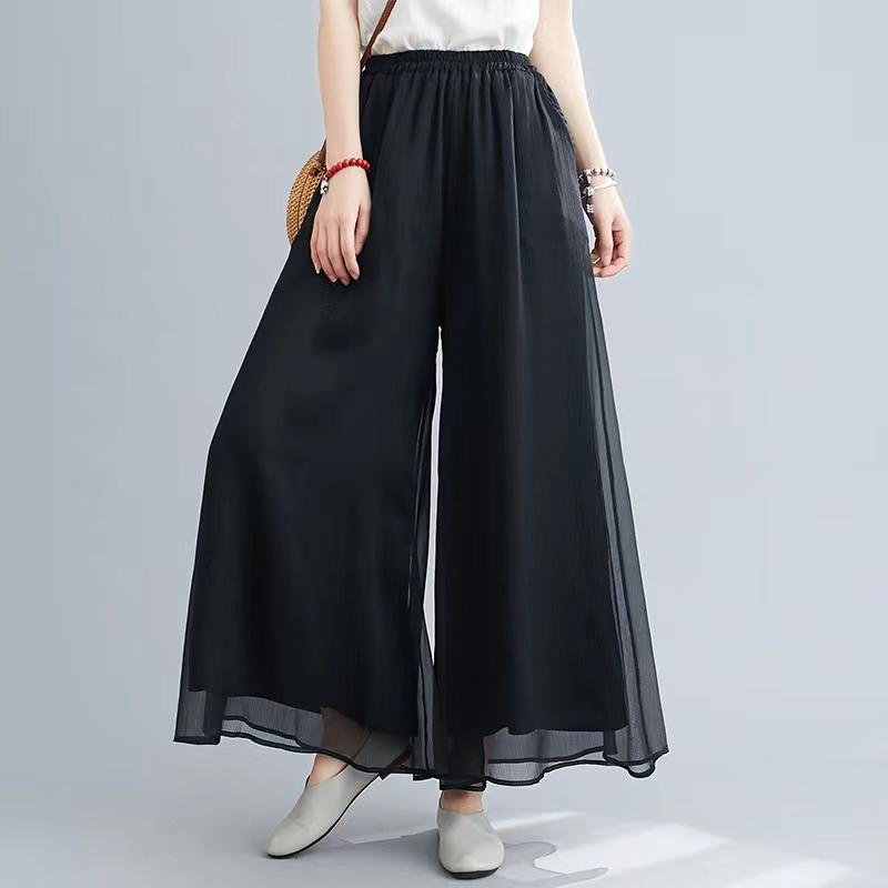 Product Introduction of Quần Ống Rộng Dài Cho Nữ, Quần Voan Muslimah Dáng Rộng, Cạp Cao, Đen Và Trắng 27