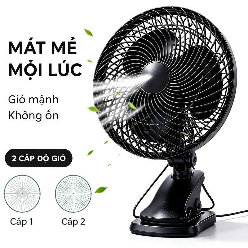 Quạt Kẹp Bàn BIAOMI FC-T180, Tự Động Xoay Trái Phải, Điều Chỉnh Lên Xuống, 2 Tốc Độ Gió. Màu Đen.【Giá khử kho】: Có vết co ngót nhựa ở kẹp quạt, chỉ lỗi thẩm mỹ, máy hoạt động tốt. Không đổi trả do vấn đề bề mặt.