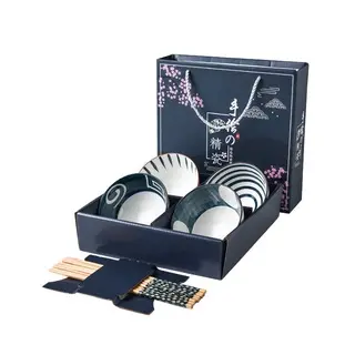 Mangkok makan set 4 dilengkapi dengan sumpit bambu set mangkok hampers