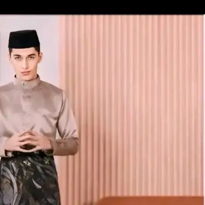Abbdullah teluk belanga,cekak musang baju melayu pria,baju Malaysia pria,baju couple Koko Muslim Dewasa Panjang Lebaran Kurta Mewah Kancing Cowok Keren Formal Seragam Keluarga,baju couple Lebaran ibu ayah 1