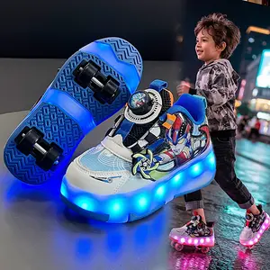 Sepatu anak roda cowok nyala bisa dicas SP191