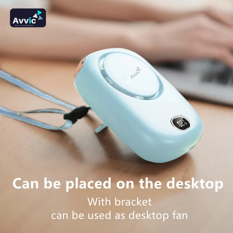 Avvic Kipas Angin Mini Portable AVVIC DQ203 ICE BLUE dengan Baterai Rechargeable dan Display Digital 3