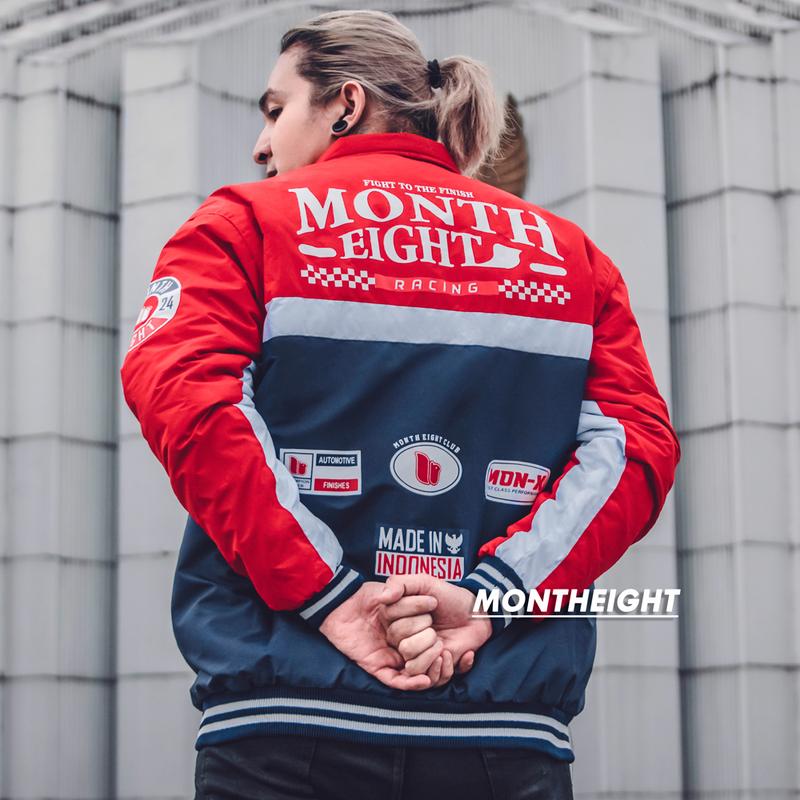 Jaket Nascar Racing 3D Mon X Bgsr - Bahan Taslan WP, Zipper Resleting, Saku Dalam & Daleman Jaket Di Lapis Quilting - Wanita, Pria Dewasa Bomber Casual Tebal Distro Waterproof Keren Motor Parasut Hitam Cowok Parka Santai 1