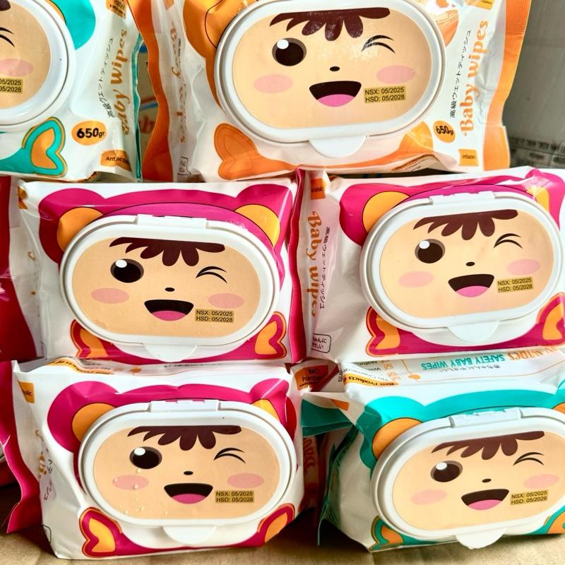  COMBO 10 gói khăn ướt Baby wipes 650gr   bớt nước còn 380-400gram để vận chuyển đỡ bể  