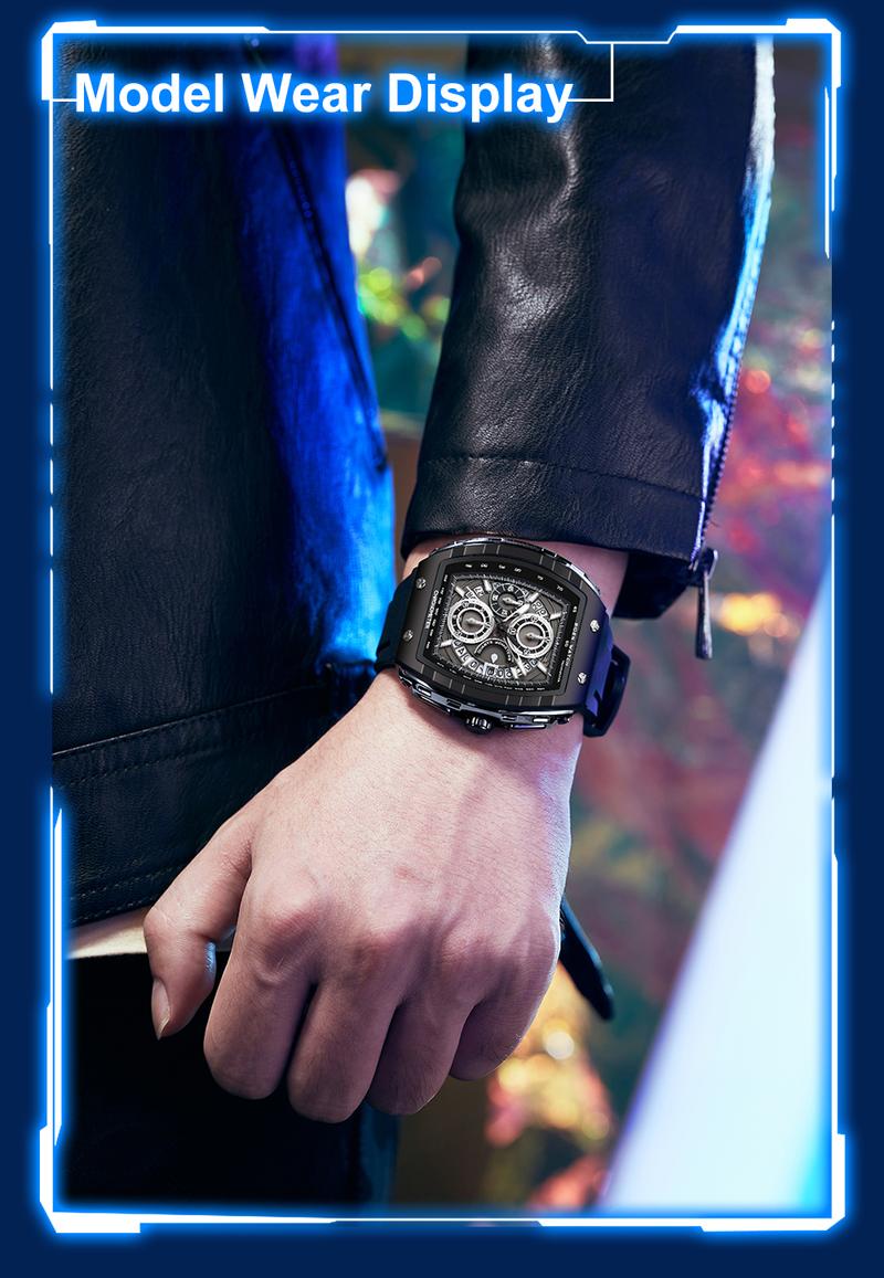 Product Introduction of 【003Harga telah diganti, cepat beli】BIDEN Jam Tangan Pria Anti Air Olahraga Multifungsi Tali Silikon Pria Jam Tangan Cowok Original YNR028 9