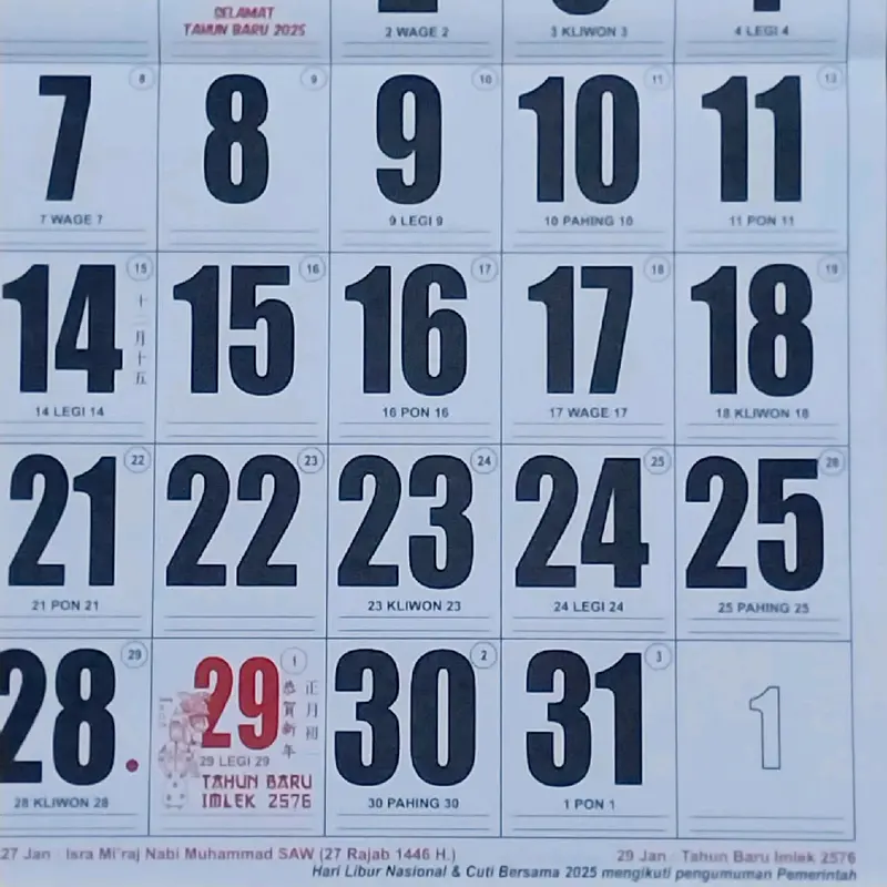 New Kalender Kerja Jumbo 80gram tahun 2025 2