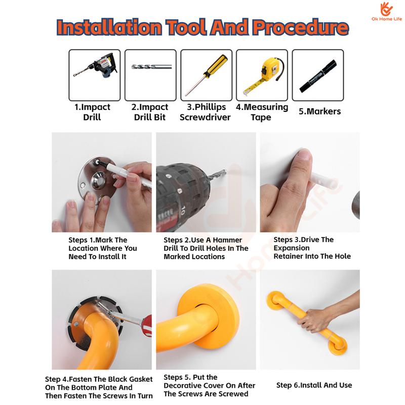 Product Introduction of [SG Stock]Bathroom Luminous Handrails Bathroom Handrails Handrails Stainless Steel Toilet Handrails Safety Handrails 21