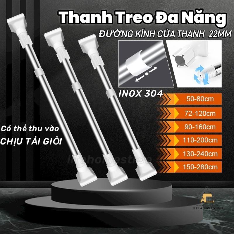 Thanh Treo Đa Năng Inox Không Cần Khoan Tường, Thanh Treo Quần Áo Gắn Tường Đa…