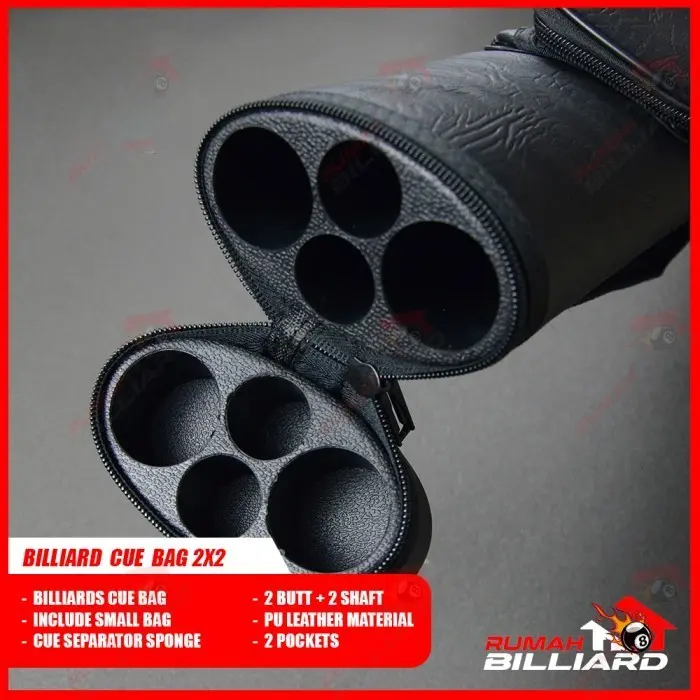 Hard Billiard Case - Tas Stick Billiard - 2B2S - PU Leather - Hitam 3