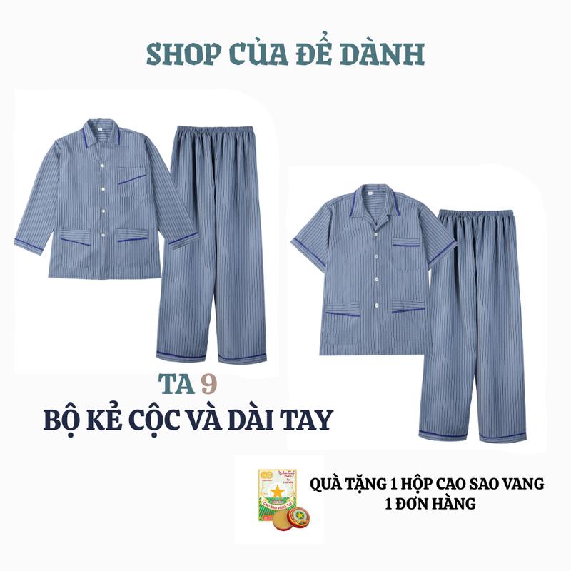 TA 9 - Bộ Pyjama kẻ vải kate quà tặng 1 hộp cao sao vàng đơn hàng