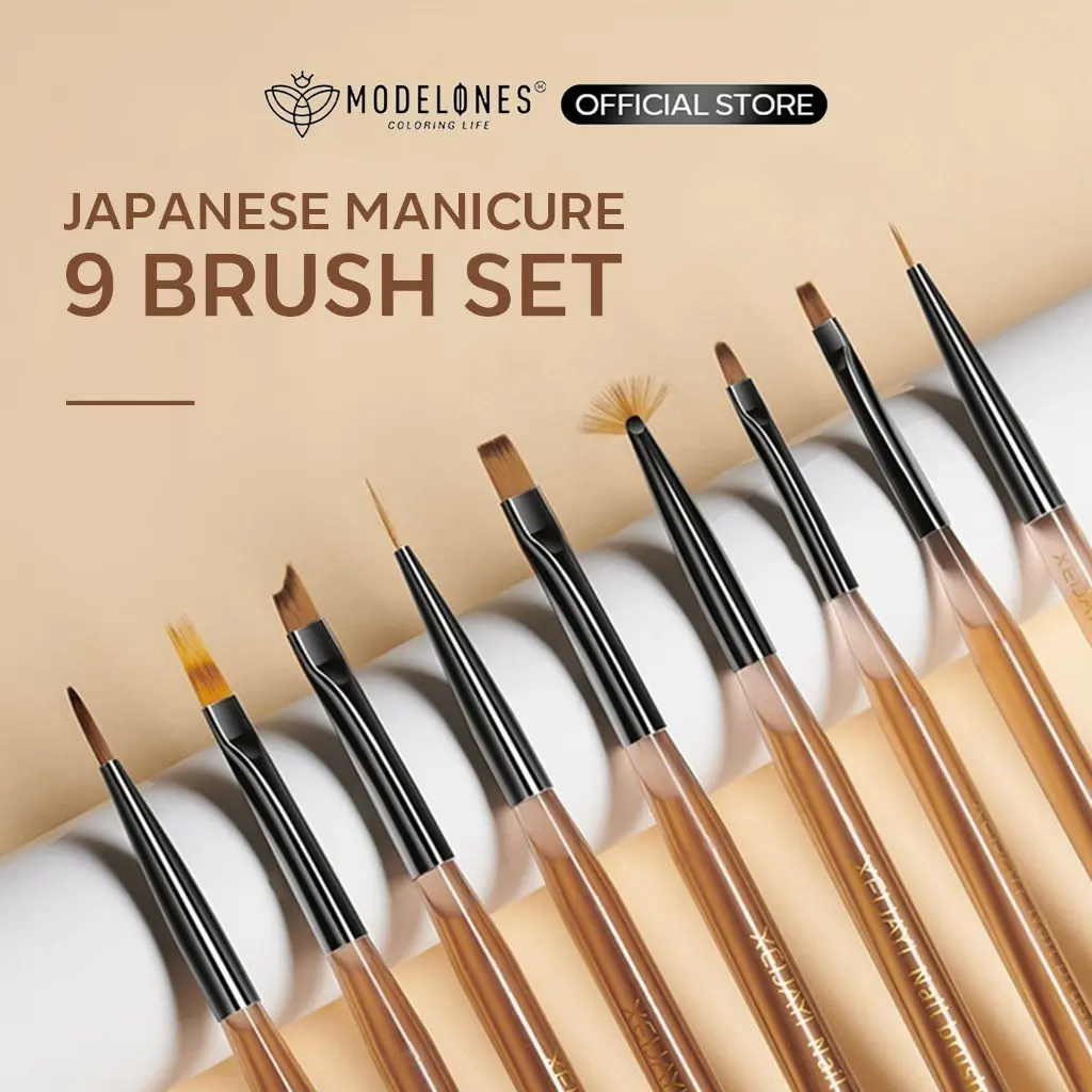 Modelones Japanese 9 Set Pen Brush / Nail Art Japanese Kuas Kuku Premium Manicure