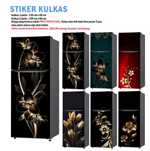Stiker Kulkas 1 Pintu dan Sticker Kulkas 2 pintu Bunga Emas