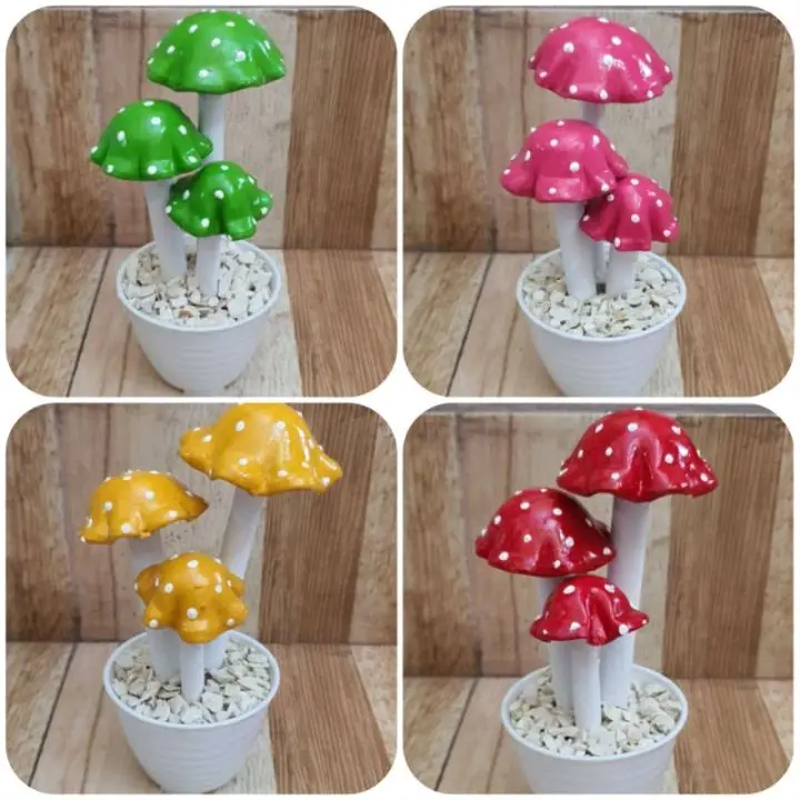 Jamur Bunga Hias Plastik Cantik dan Lucu
