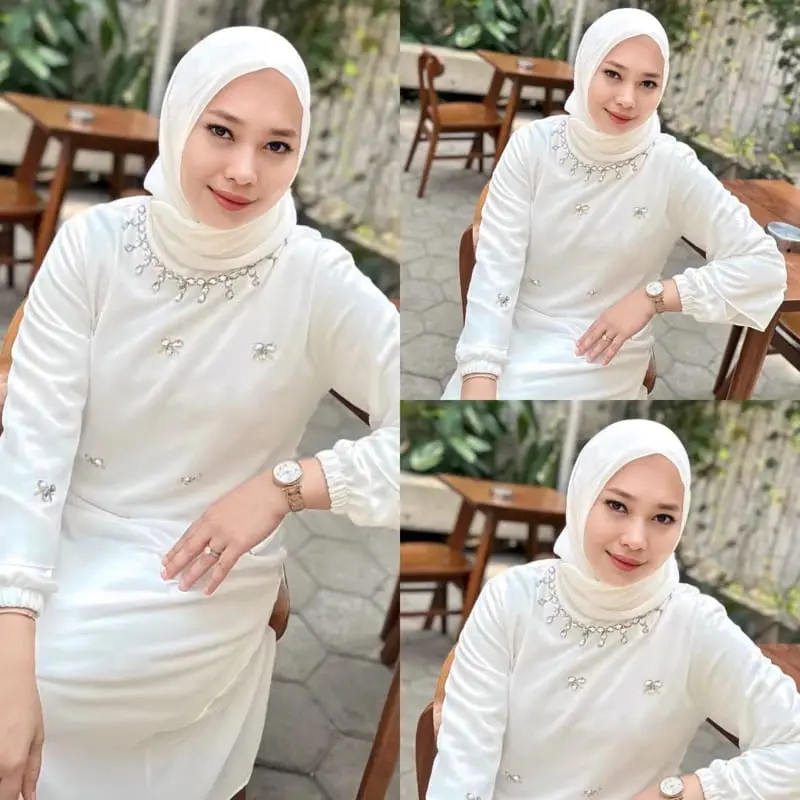 Faiza Dress Gamis Malaysian Look Ceruty Babydoll Variasi Payet Dress Melayu Kurung Polos Premium Modern 3