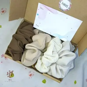 SCRUNCHIE MINI SET ISI 3 /IKAT RAMBUT/ SATIN SILK / Hampers ulang tahun mini ikat rambut / Birthday Gift Scruncie